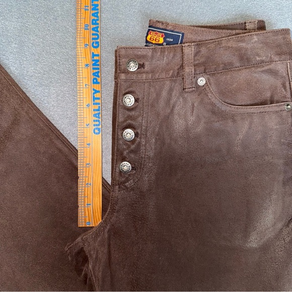 Leather Genuine Vintage Route 66 Button Fly Bootcut Pants Size 6 Biker Moto - Picture 13 of 16